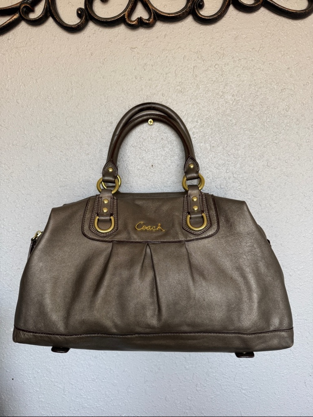 COACH Ashley Metallic Leather Bag Gold Hardware